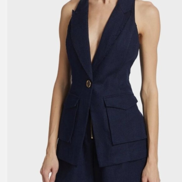 RAMY BROOK Paloma Exposed Seam Vest in Navy - Picture 2 of 15
